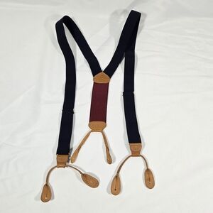 Trafalgar Suspenders Adjustable Stretch Black Burgundy Tan Leather Button Straps